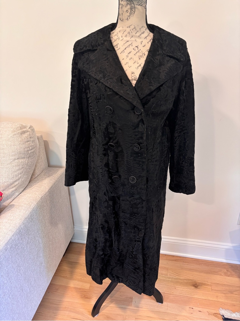 Vintage Black Astrakhan Fur Coat